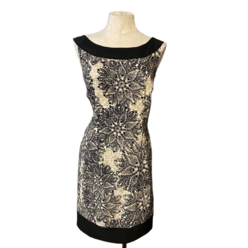 Connected Apparel Dress Black Brown 14 Career Church Sheath Washable